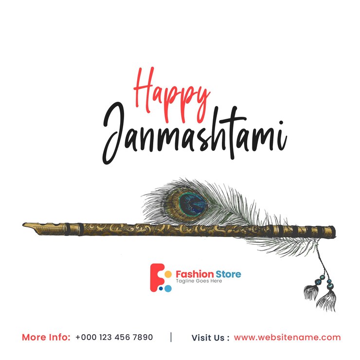 PSD grátis feliz celebração de janmashtami nas mídias sociais poste o cartaz do banner do panfleto.
