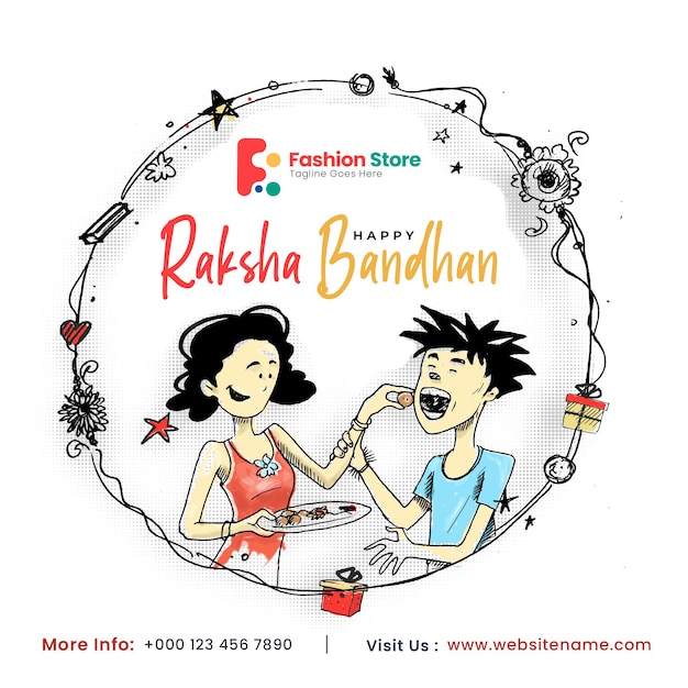 Feliz celebração raksha bandhan mídia social post flyer banner poster.