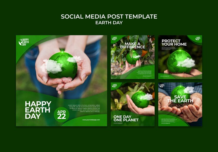 PSD grátis feliz dia da terra postagens de mídia social