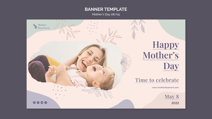 PSD grátis feliz dia das mães banner horizontal