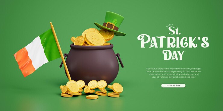 PSD grátis feliz dia de são patrício 3d modelo de design de banner de mídia social