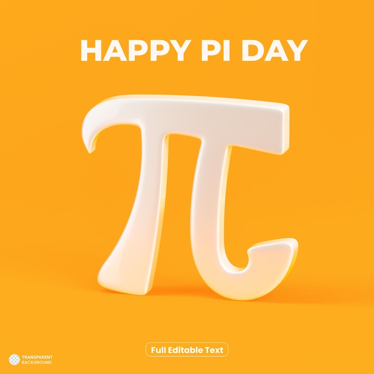 PSD grátis feliz dia do pi com ilustração de renderização 3d do símbolo do pi