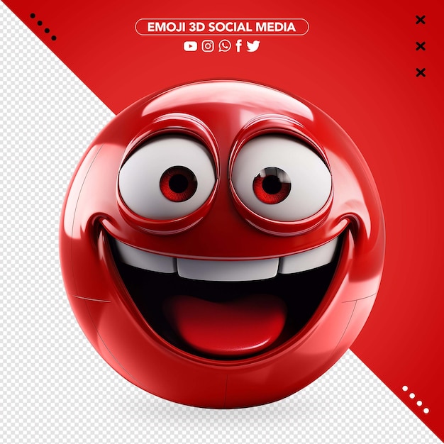 PSD grátis feliz emoji vermelho 3d