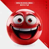 PSD grátis feliz emoji vermelho 3d