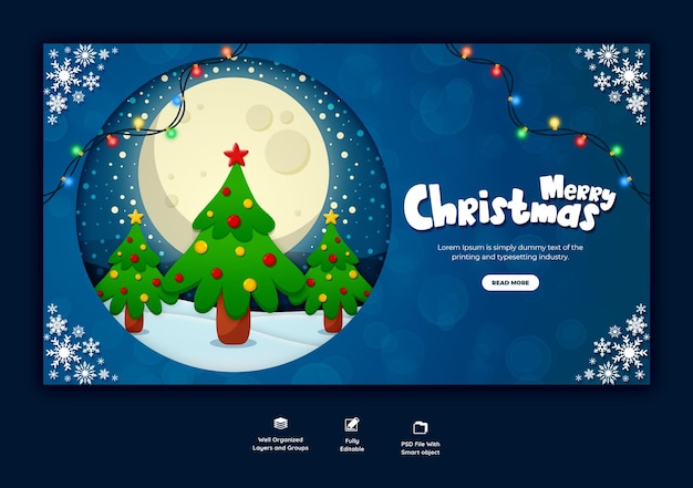 PSD grátis feliz natal e feliz ano novo modelo de banner da web