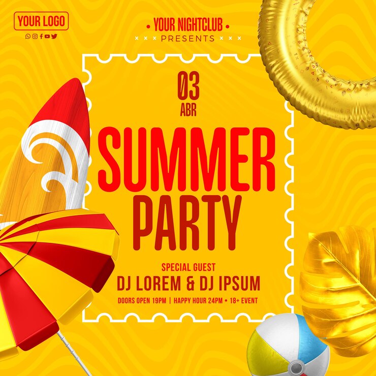 PSD grátis festa de verão de feed de mídia social