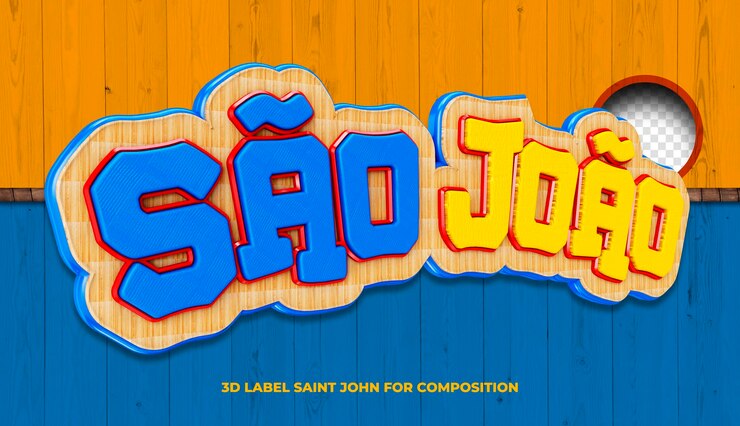 PSD grátis festa junina logotipo 3d são joão no brasil para composição