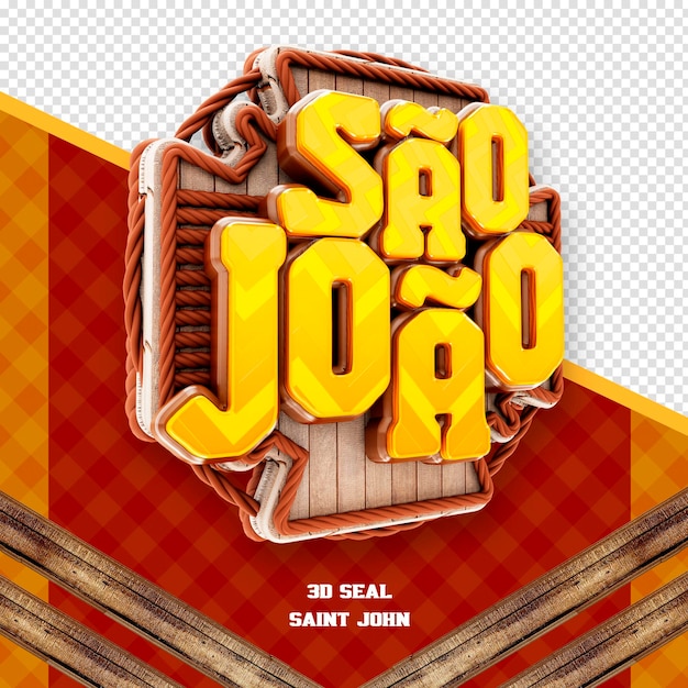 Festa junina logotipo 3d são joão no brasil para composição