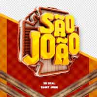 PSD grátis festa junina logotipo 3d são joão no brasil para composição