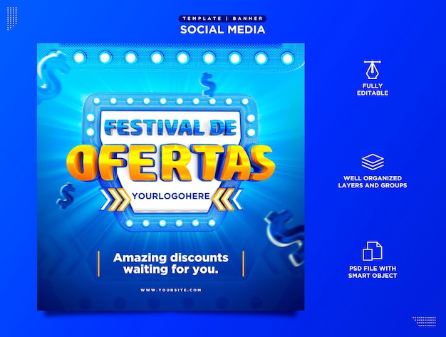 Festival de ofertas de promoção de produto de modelo de mídia social