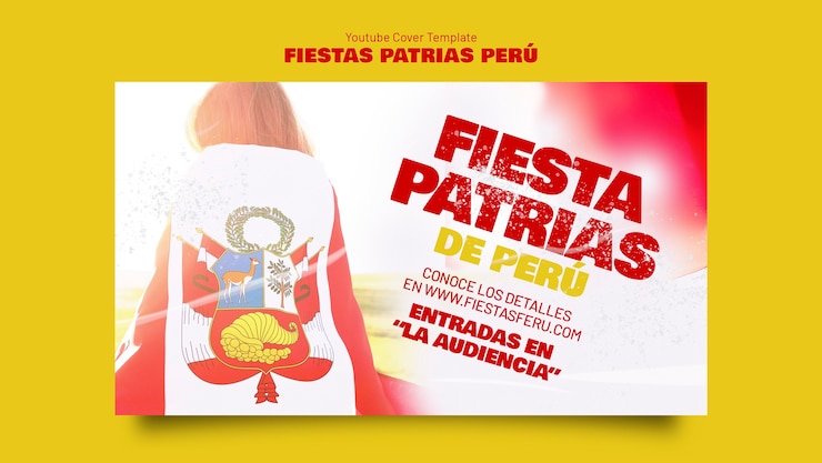 PSD grátis fiestas patrias celebração peru capa do youtube