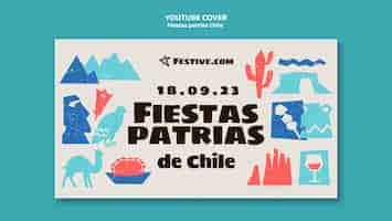 PSD grátis fiestas pátrias desenhadas à mão capa do youtube do chile