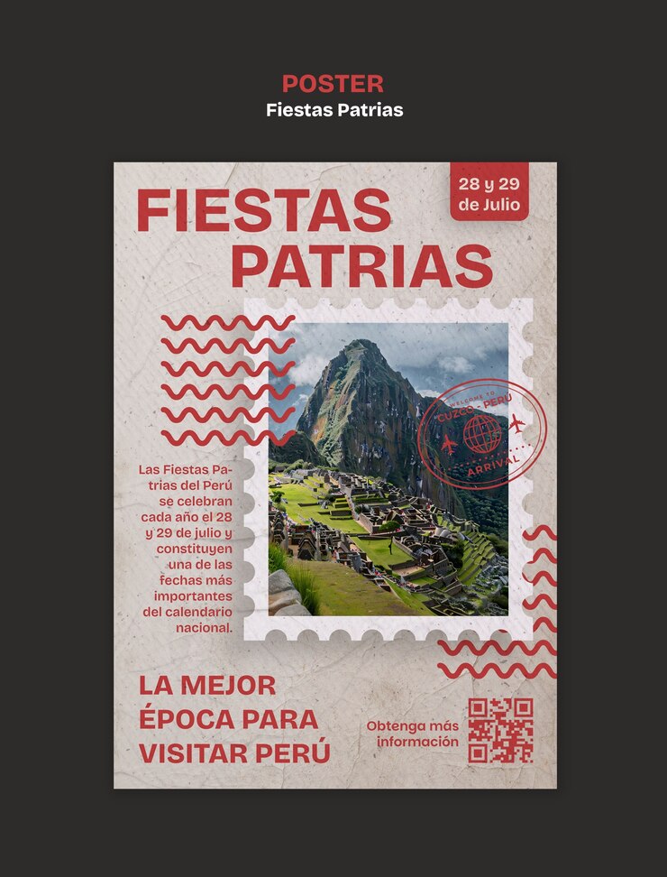 PSD grátis fiestas patrias em modelo de cartaz perutravel