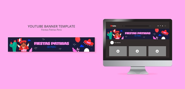 Fiestas patrias peru celebração banner do youtube