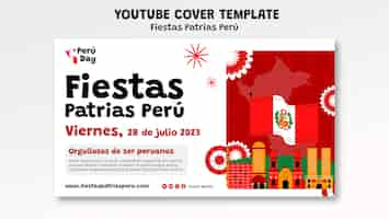 PSD grátis fiestas patrias peru convite de capa do youtube