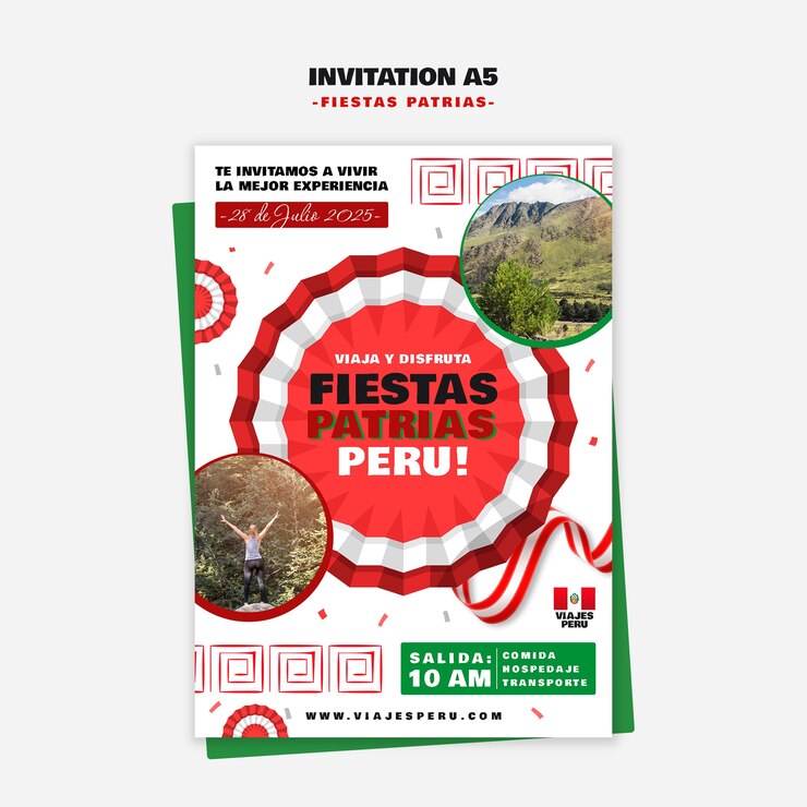 PSD grátis fiestas patrias peru modelo de folheto de convite de viagem