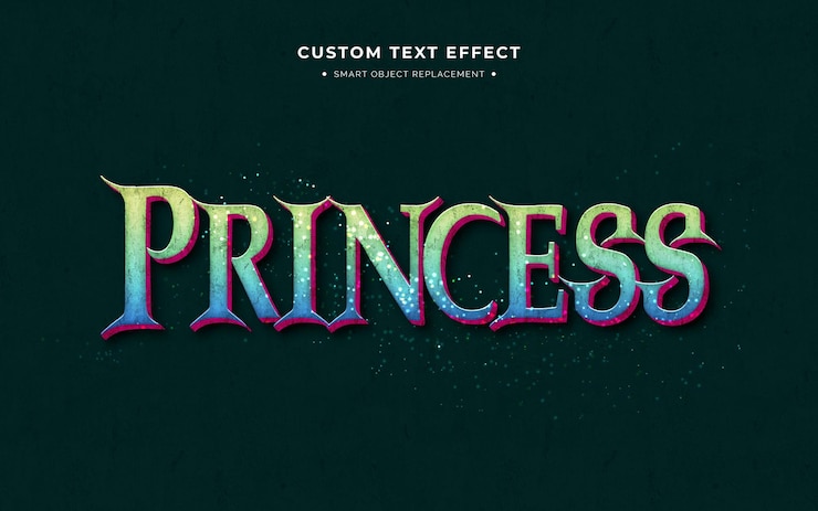 PSD grátis filme de princesa e efeito de estilo de texto 3d de videogame