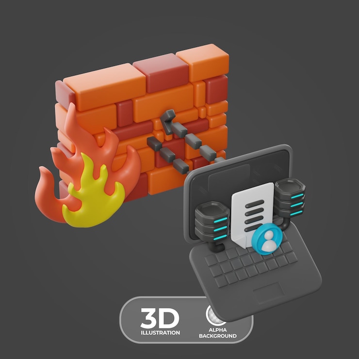 PSD grátis firewall data protection 3d illustration