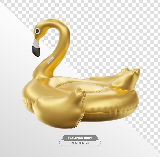 PSD grátis flamingo dourado inflável 3d render com fundo transparente