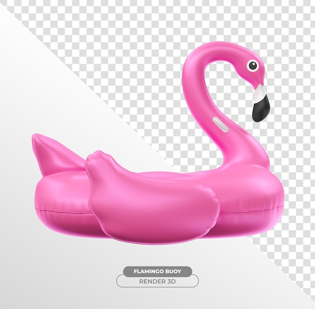 PSD grátis flamingo rosa inflável renderização 3d com fundo transparente