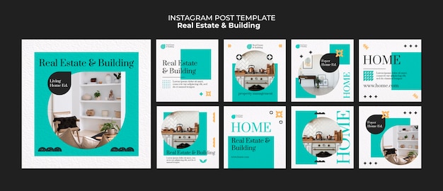 PSD grátis flat design real estate instagram posts