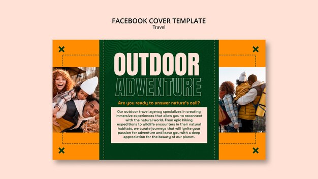 Flat design viagem aventura capa do facebook