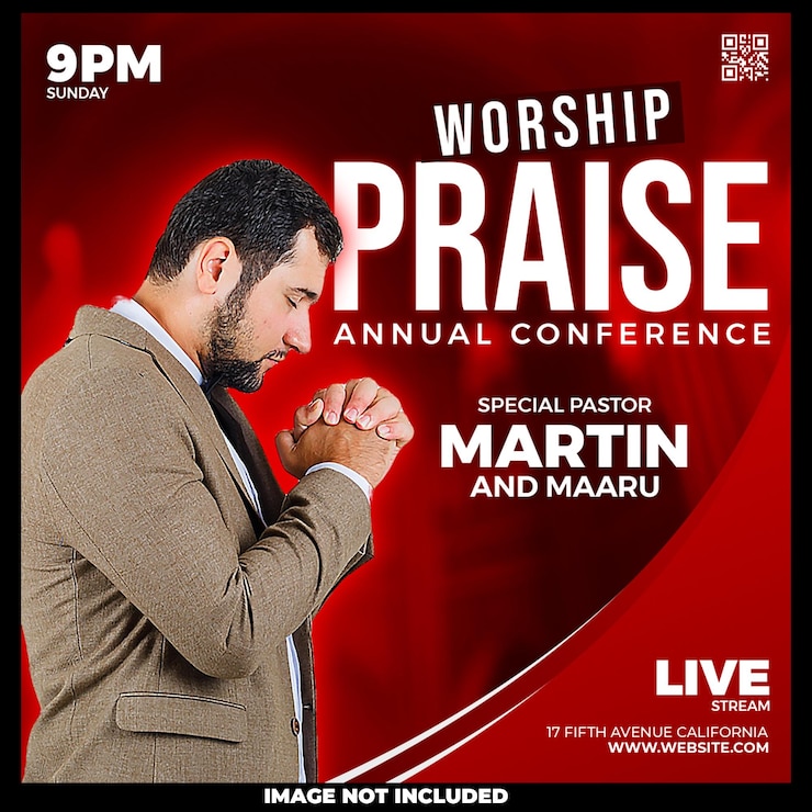 PSD grátis flyer da conferência da igreja, postagem nas redes sociais, banner da web
