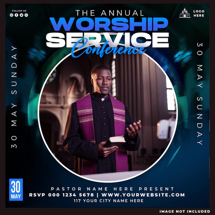 PSD grátis flyer de conferência da igreja design de modelo de postagem de mídia social