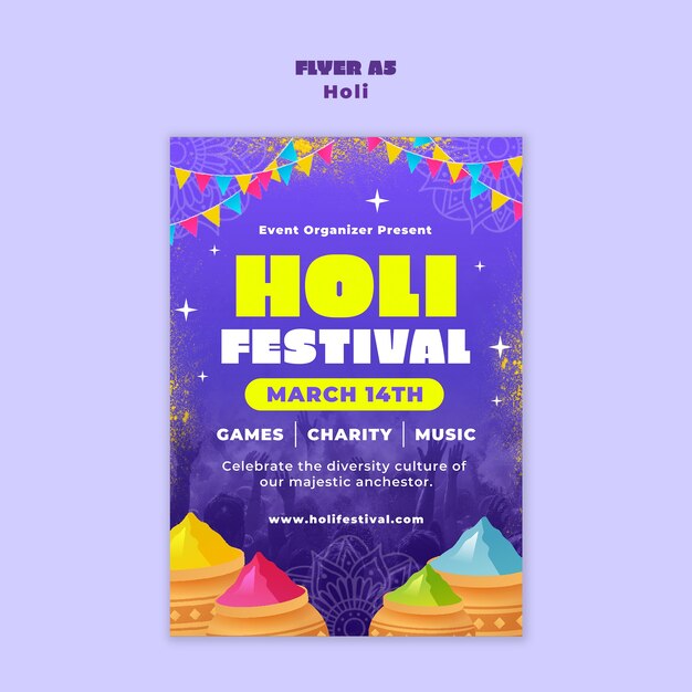 Flyer do festival de Holi