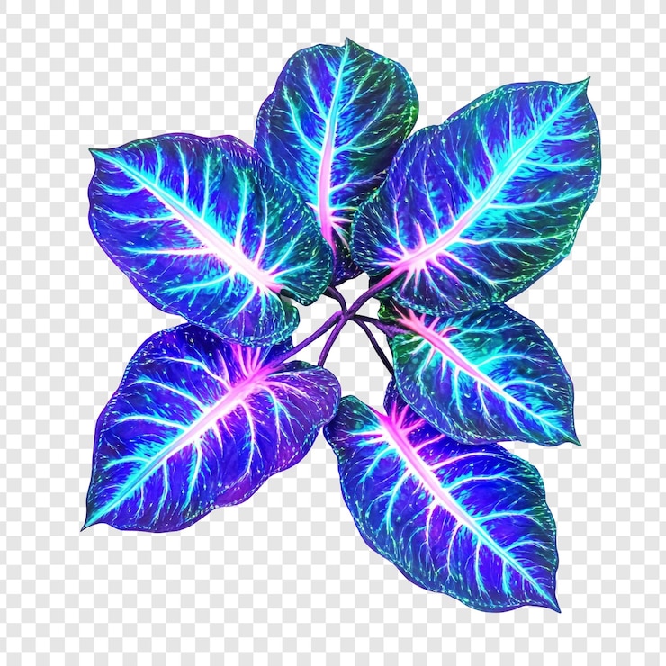 PSD grátis folhas tropicais vibrantes da planta de neon caladium