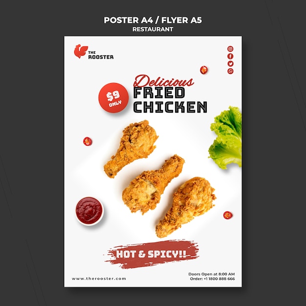 Folheto de fast food com foto