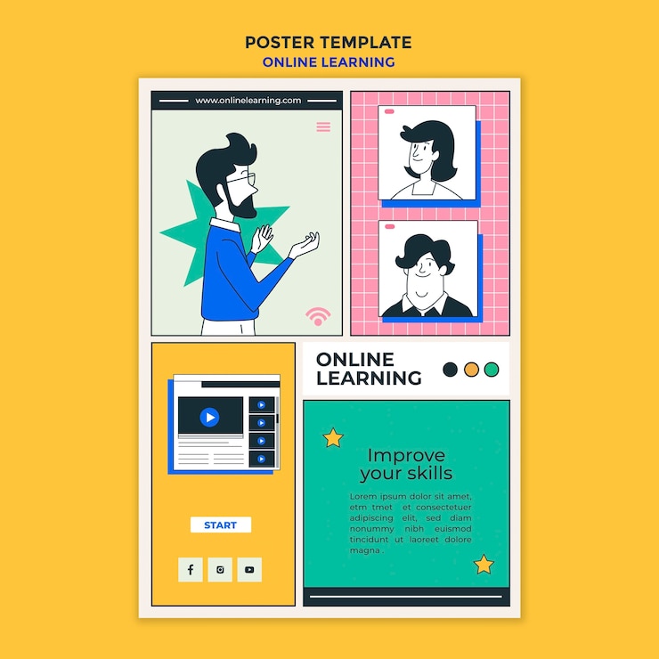 PSD grátis folheto de modelo de aprendizagem online