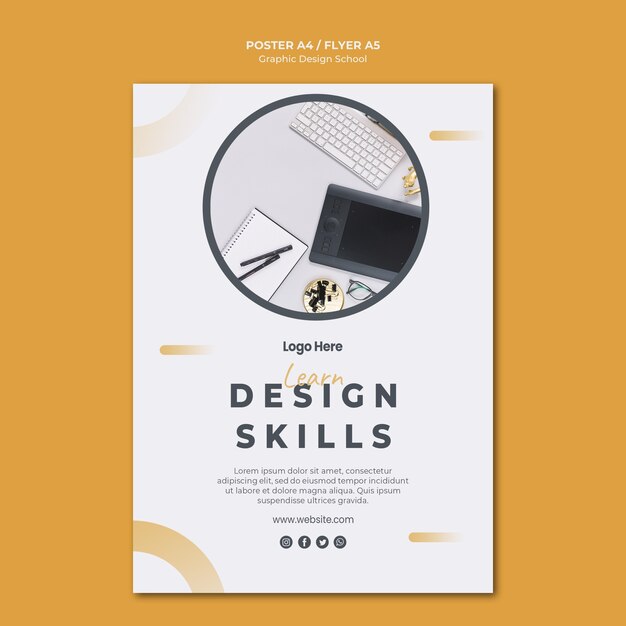 Folheto de modelo de design gráfico