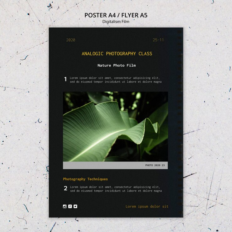 PSD grátis folheto de modelo de filme fotográfico da natureza