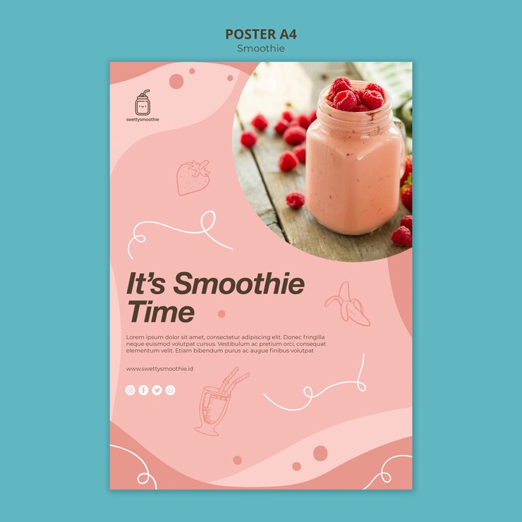 PSD grátis folheto de smoothie fresco com foto