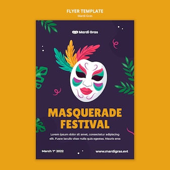 Folheto do festival de carnaval com máscara