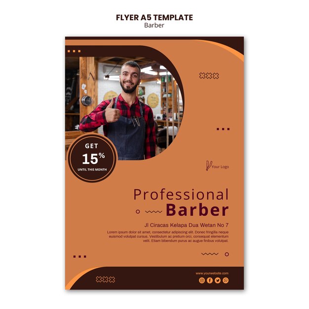 Folheto modelo de barbearia