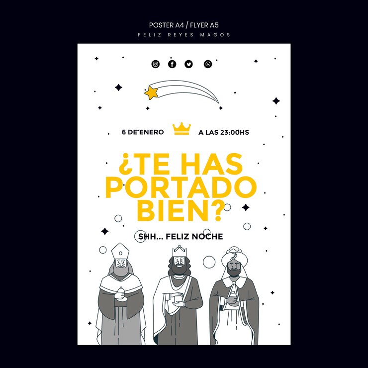 PSD grátis folheto modelo reyes magos
