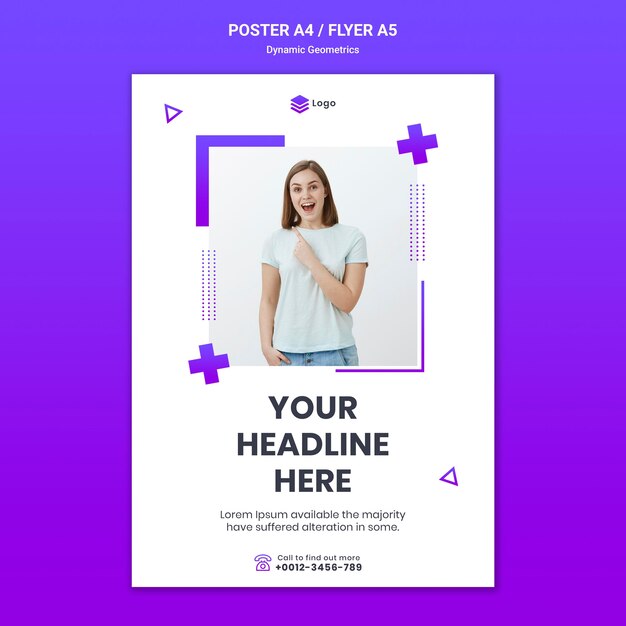 Folheto para tema grátis com geometria dinâmica