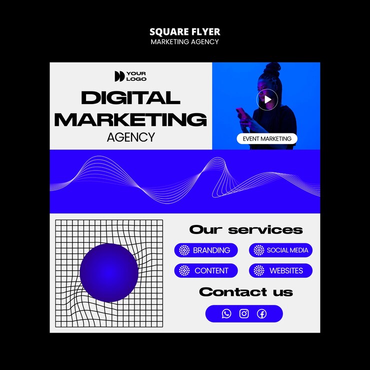 PSD grátis folheto quadrado da agência de marketing de design plano