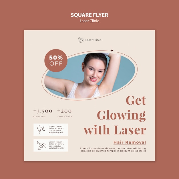 Folheto quadrado de clínica de laser profissional