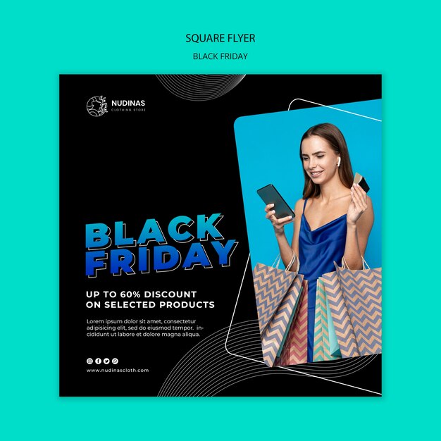 Folheto quadrado de sexta-feira negra gradiente