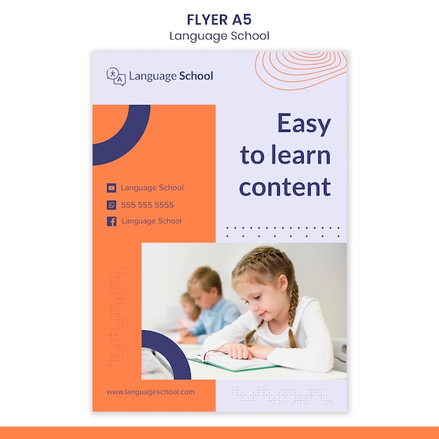 Folheto vertical para escola de línguas
