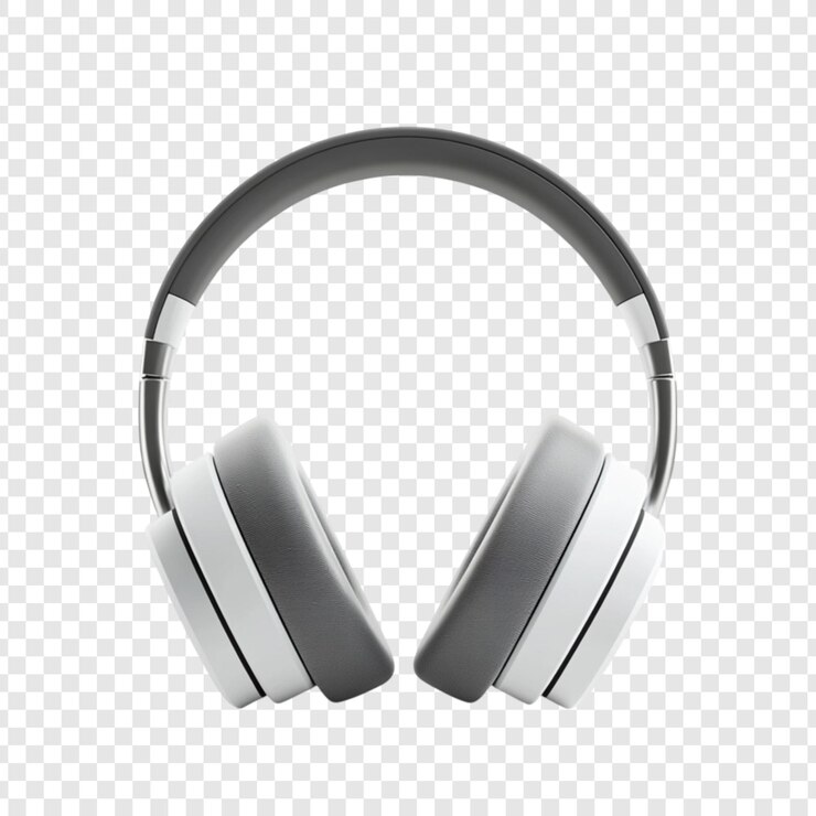 PSD grátis fones de ouvido elegantes cinzentos e brancos dispositivo de áudio musical