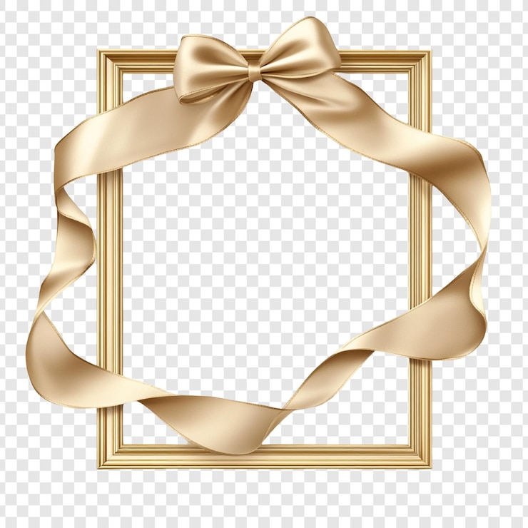 PSD grátis frame de ouro elegante com laço bege perfeito para convite ou certificado de presente