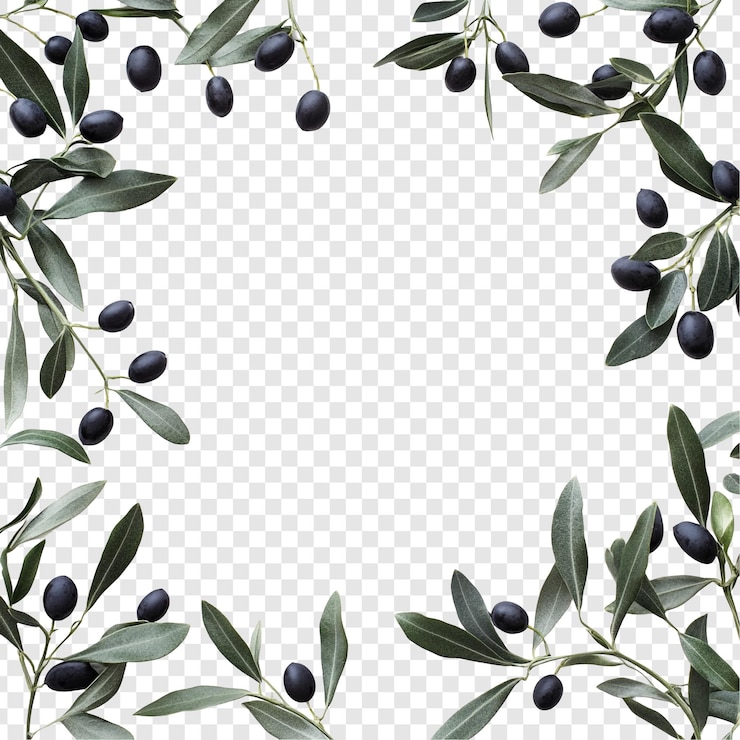 PSD grátis frame de ramo de azeitona uma borda natural de azeitonas e folhas