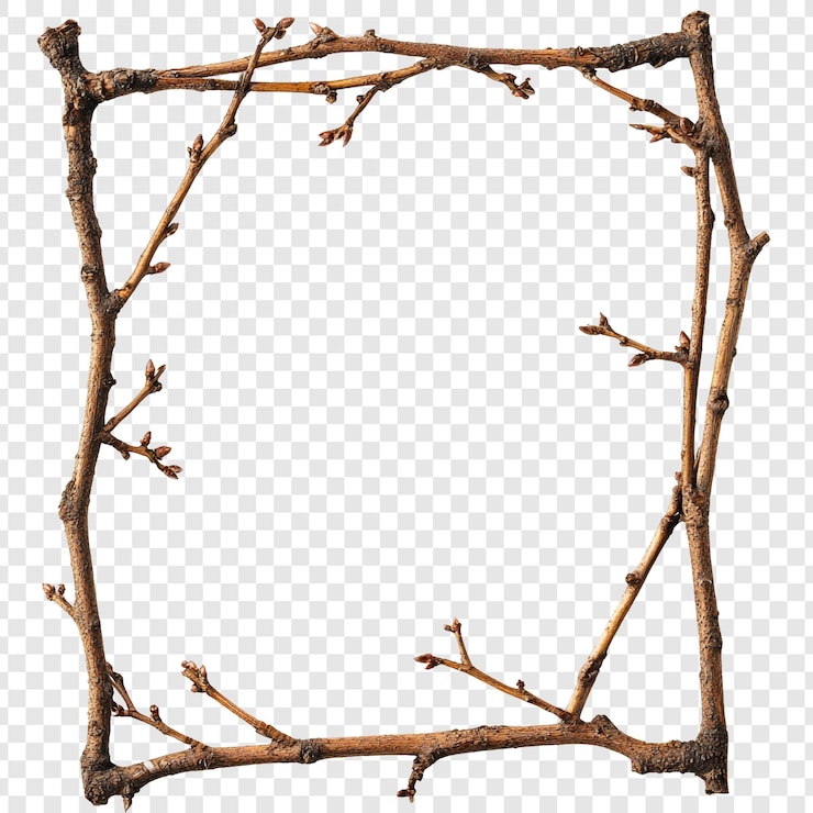 PSD grátis frame quadrado de galhos castanhos com botões