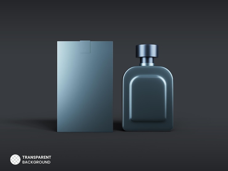 PSD grátis frasco de spray de perfume de luxo com ícone de caixa isolado 3d render ilustração