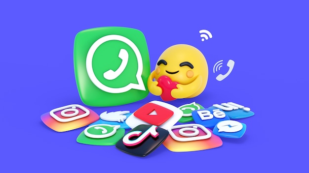 fundo 3d com elementos de mídia social