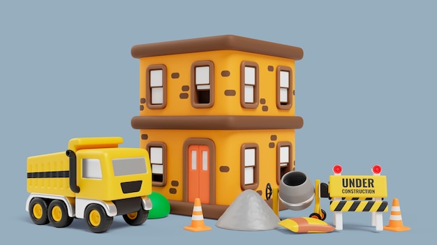 Fundo 3D com itens de arquitetura e engenharia